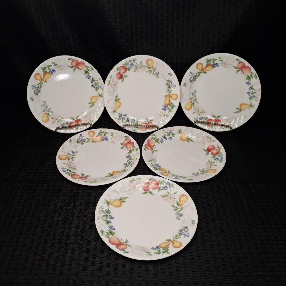 Corelle Chutney SET OF 6 Dessert Bread/ Butter Plates Swirl Edge Fruit 7.25"